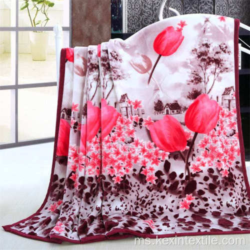 Top Jualan Reka Bentuk Bunga Bercetak Flanel Blanket Borong